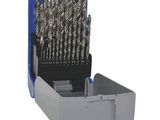 a close up of a set of drill drills in a case