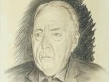 drawing of a man in a suit and tie with a serious look on his face