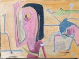 un tableau représentant une femme avec un oiseau sur l'épaule