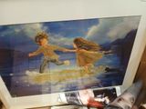 a picture of two children on a surfboard in a picture frame