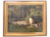 un tableau représentant une femme nue dans l'eau