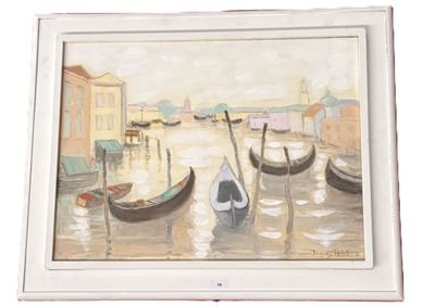 JACQUES PETIT, "Venise", Huile sur toile signée en bas à dro…