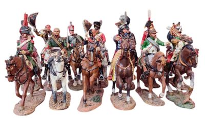 sept figurines de soldats à cheval