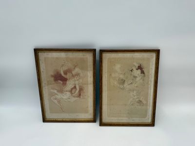 Paire d'illustrations signée J CHERET,(1836-1932) dimensions…