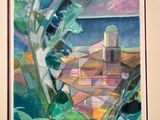 une image représentant une aquarelle représentant une vue d'un village