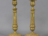 pair of antique brass candlesticks