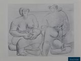 un dessin représentant deux hommes assis par terre