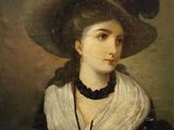 portrait d'une dame coiffée d'un grand chapeau
