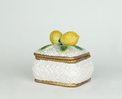 une boîte blanche sur laquelle sont posés deux citrons
