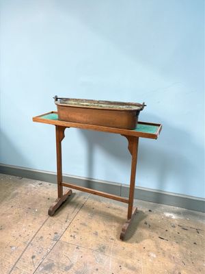 Table de salon en bois fruitier et poissonnière en cuivre. XXème siècl - Photo 1