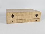 an image of a wooden box with two drawers on it