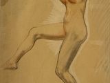 une image représentant le dessin d'une femme nue tenant une batte de baseball