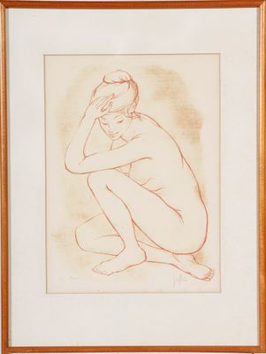 l'image d'un dessin d'une femme nue assise sur le sol