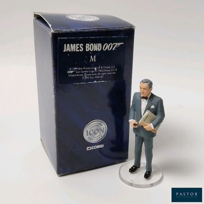 a figurine of a man in a suit standing next to a box of bond bond bond bond bond bond bond bond bond bond bond bond bond bond