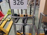 a cart with a number on it in a warehouse