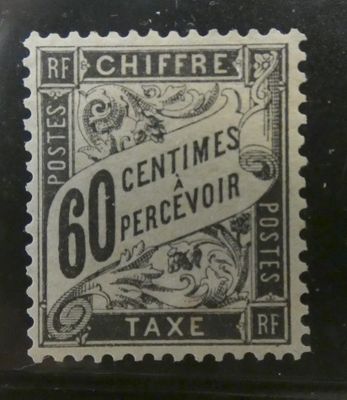 a black and white photo of a stamp with the words 60 cents percevoir