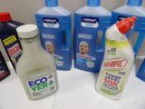 many different types of cleaning products on the counter