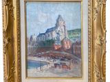 an image of a painting of a castle in a gold frame