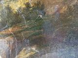 a painting of a man and a boy fishing in a river