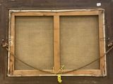 a picture of an old window with a chain around it