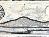 dessin représentant un paysage avec un arbre et une montagne au loin