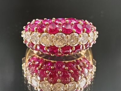 Bague dôme en or jaune 18k 750/° ornée de diamants (de 0.