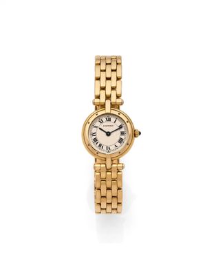 Montre-bracelet Cartier pour femme, en or jaune 18 carats, à quartz
