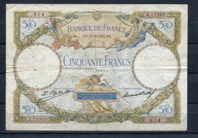 an old french bank note with a picture of a woman on it
