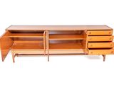 an image of a wooden cabinet with drawers and drawers