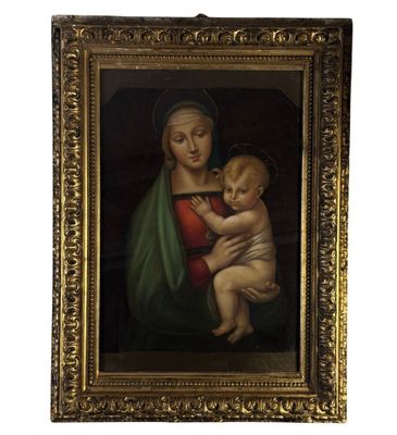 a painting of a woman holding a baby in her arms