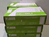 three boxes of green boxes are stacked on top of each other