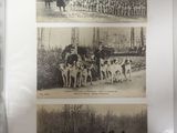 three pictures of people and horses in the same picture