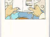 someone is reading a book with a picture of two hands holding a pen