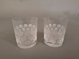 pair of etched glass tumblers with paw prints