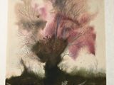 an image of a painting of a tree in a field