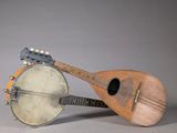 a mandolin and a banjo sitting next to each other