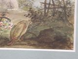 a painting of a bird that is standing in the grass