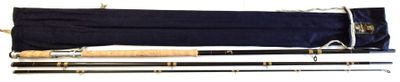 three different types of fishing rods and a bag