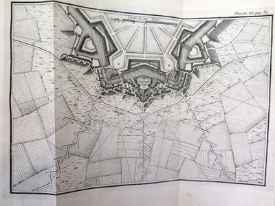 drawing of a map of a city with a tower in the middle of it