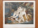 an image of a painting of two nudes in a wooded setting