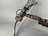 a close up of a bow and arrow on a white background