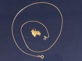une image représentant un collier en or et une clé en or sur fond bleu