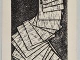 un dessin en noir et blanc représentant un escalier en colimaçon