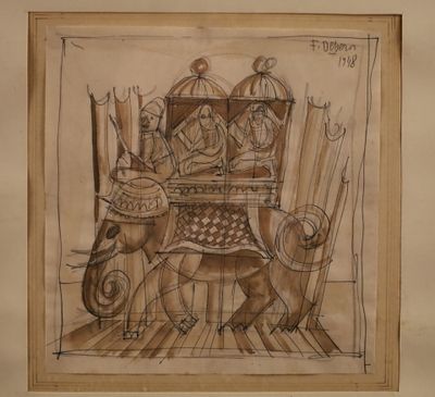 Fortunato DEPERO (1892-1960) : "éléphant au palanquin". - Photo 1