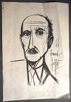 une image représentant le dessin d'un homme moustachu sur une feuille de papier
