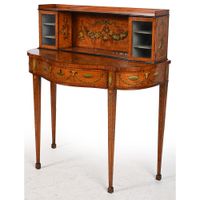 BUREAU A GRADINS ANGLAIS en bois peint à décor de vasques fl… (photo 2)