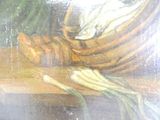 un tableau représentant un panier de légumes posé sur une table
