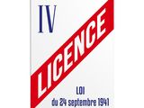 une affiche sur laquelle figurent le mot « licence » et une bande rouge et blanche