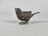 a small bird that is standing on a white surface
