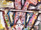 an image of a painting of a clown playing a violin